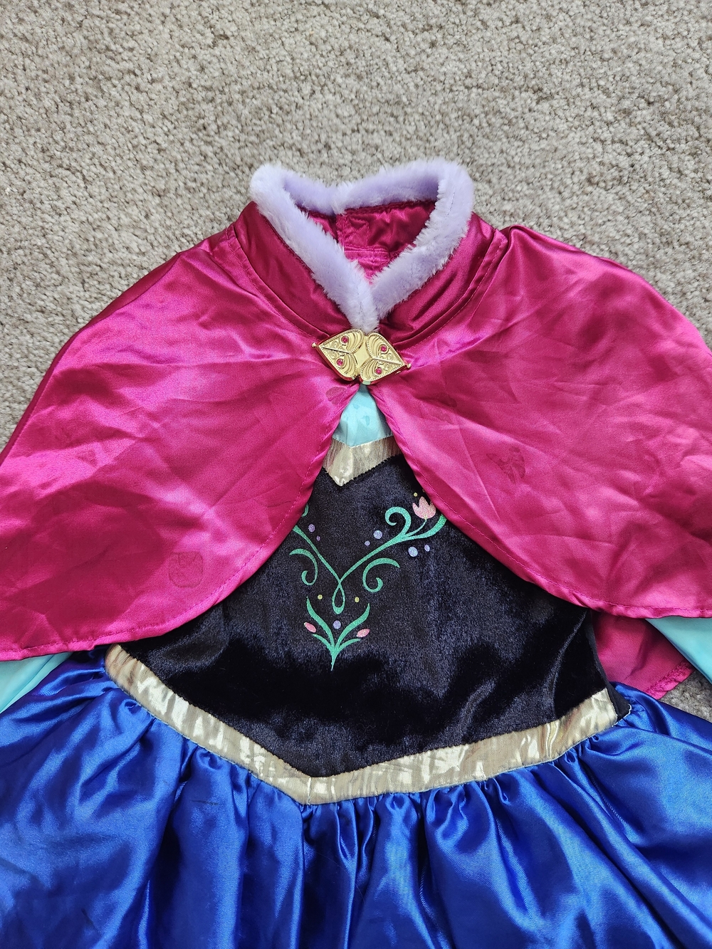 Kids 5/6T Disney Halloween Costume Frozen Anna Dress w/ Attached Cape - Picture 2 of 6